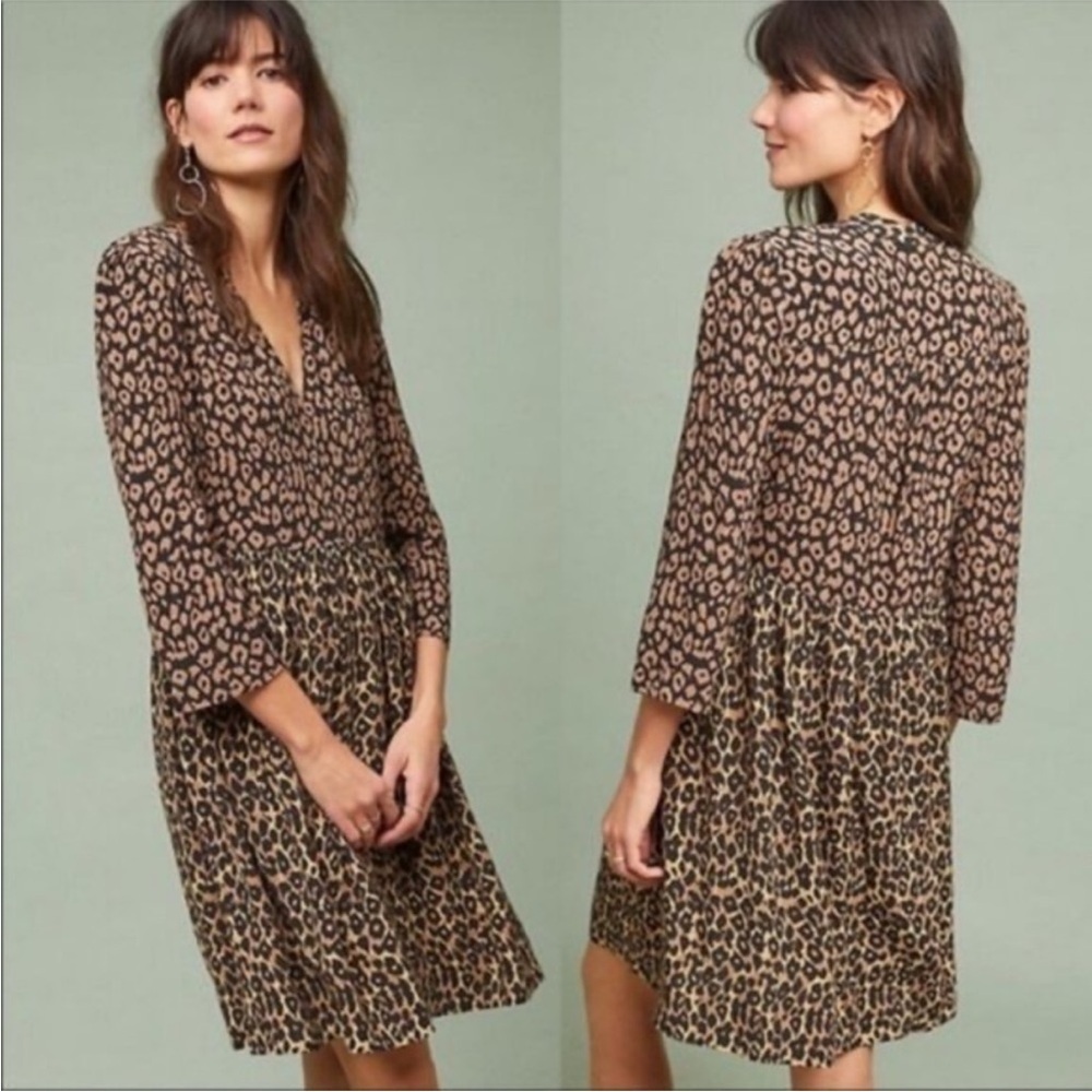 Maeve Anthropologie Juno Mixed Leopard Print Mini Dress
Size Large